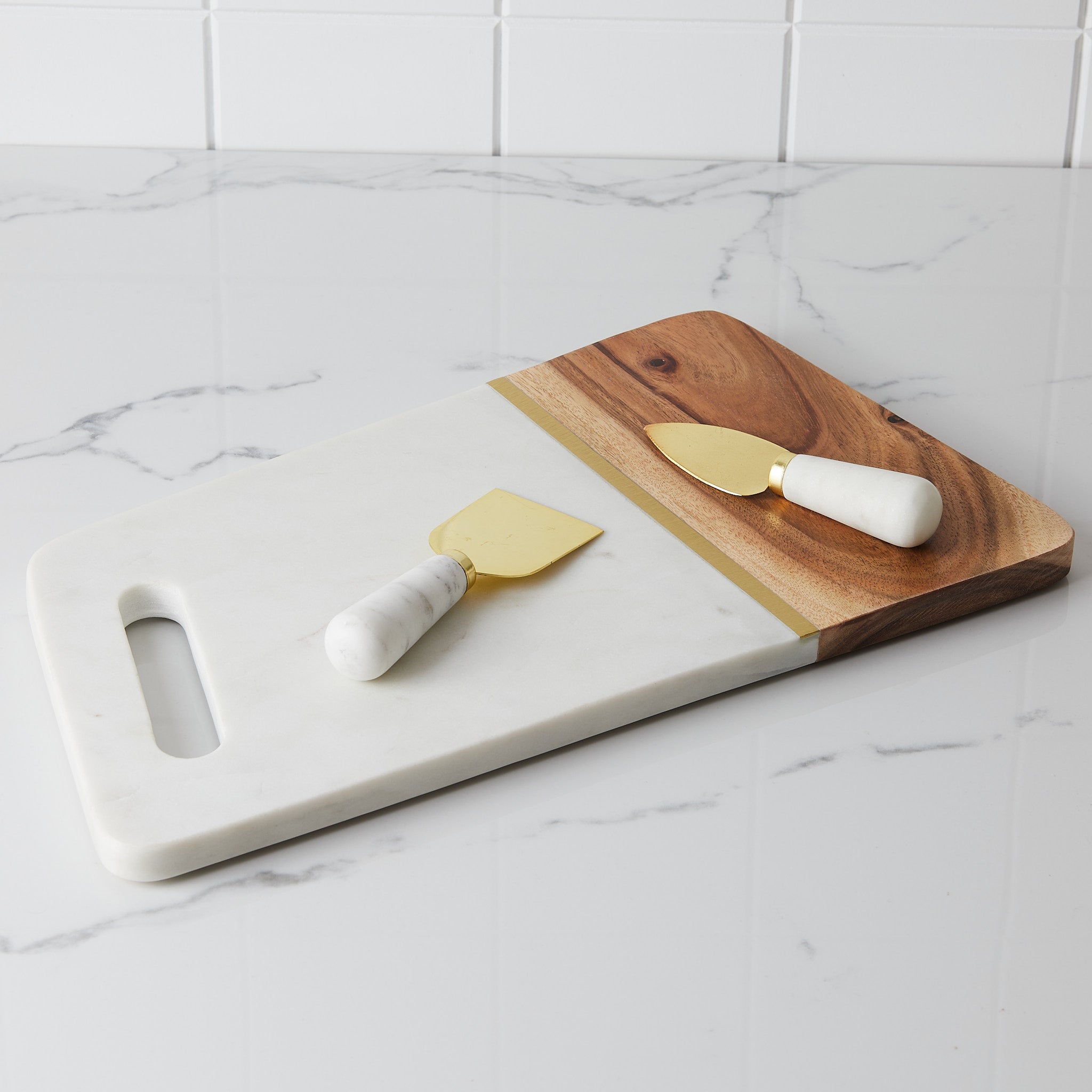 Marble & Acacia Cheese Serving Board
