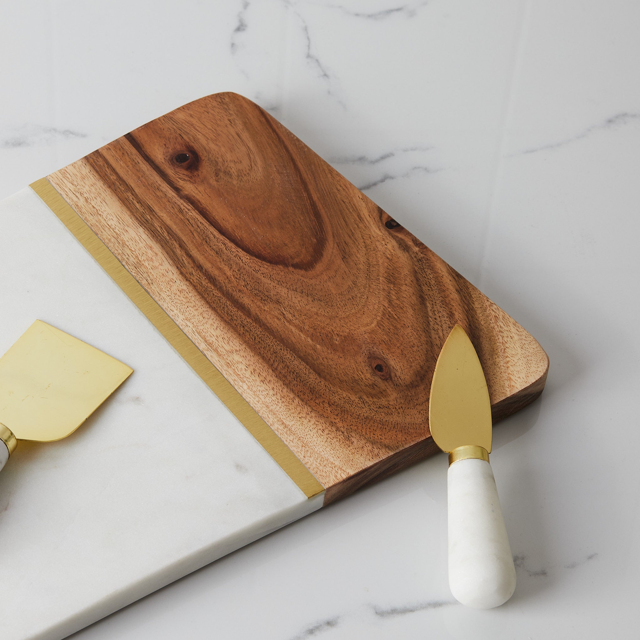 Marble & Acacia Cheese Serving Board