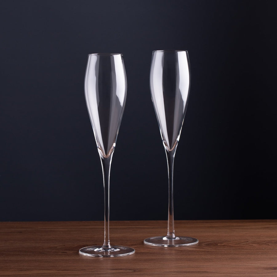 crystal champagne flutes set of 2