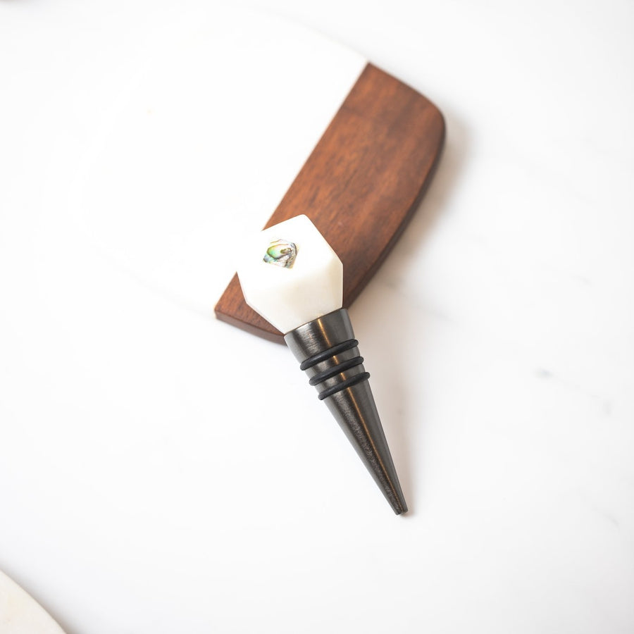 Marble & Mother Of Pearl Bottle Stopper