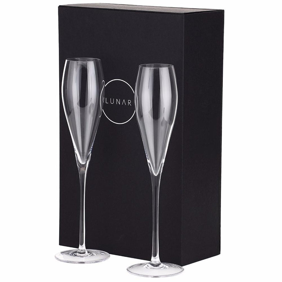 lunar oceans crystal champagne flutes set of 2