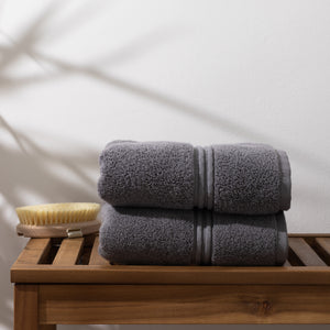 Set of 2 Hand Towels Grey