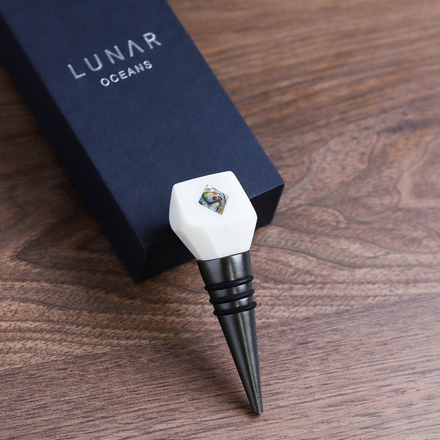 Marble & Mother of Pearl Bottle Stopper by Lunar Oceans