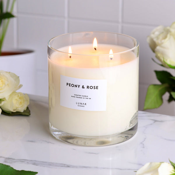 Peony & Rose 3 Wick Scented Candle 740g